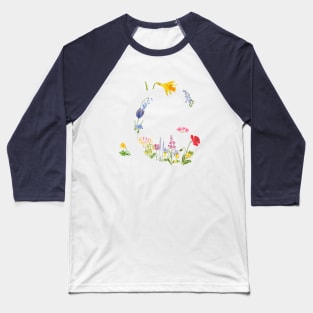 botanical monogram alphabet g wildflowers Baseball T-Shirt